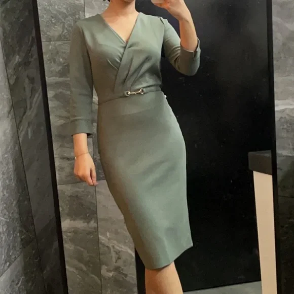 khaki midi dress - Picture 1 of 2